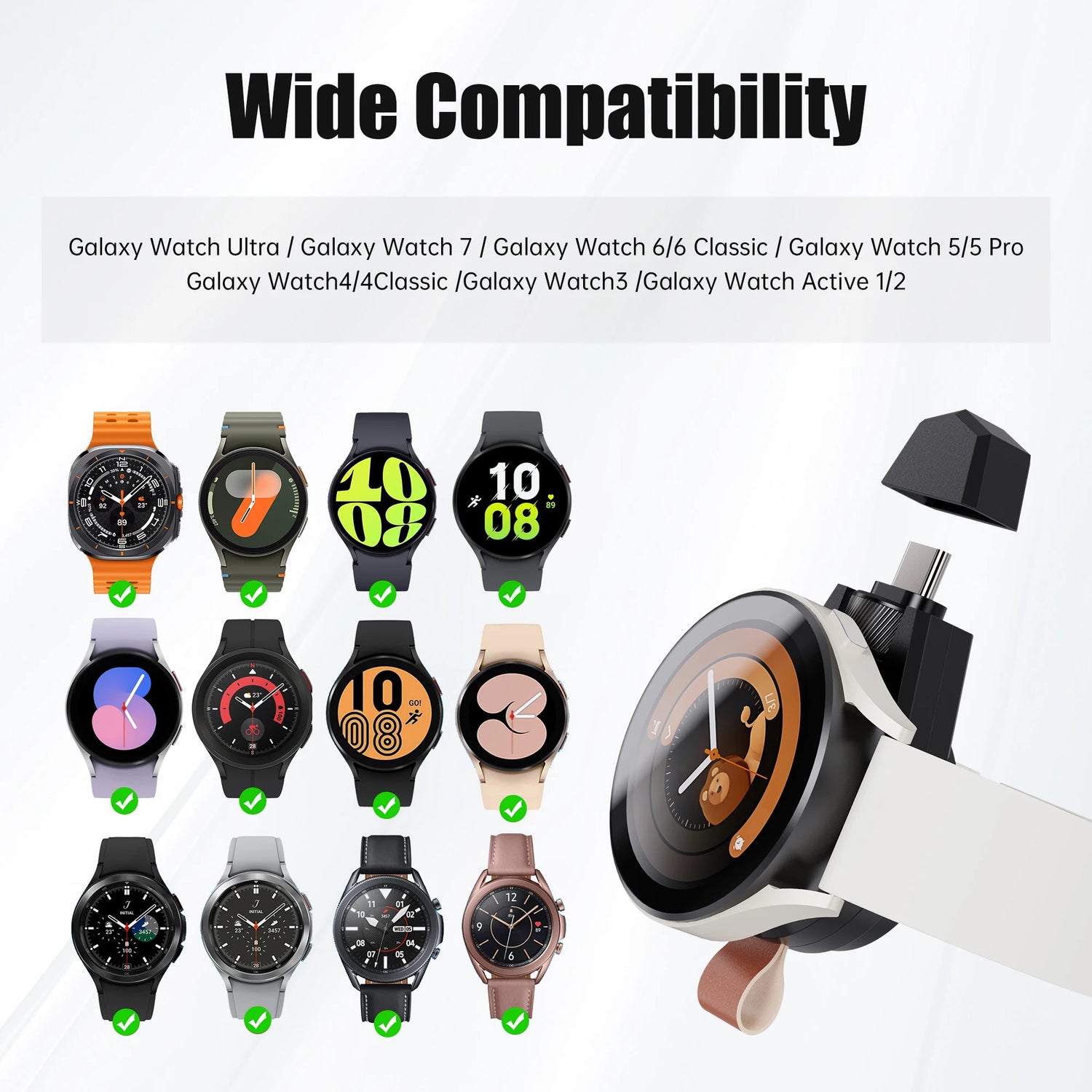 Revolutionary Dual Type C Magnetic Charger for All Samsung Galaxy Watch Models - Effortless Charging On-the-Go!