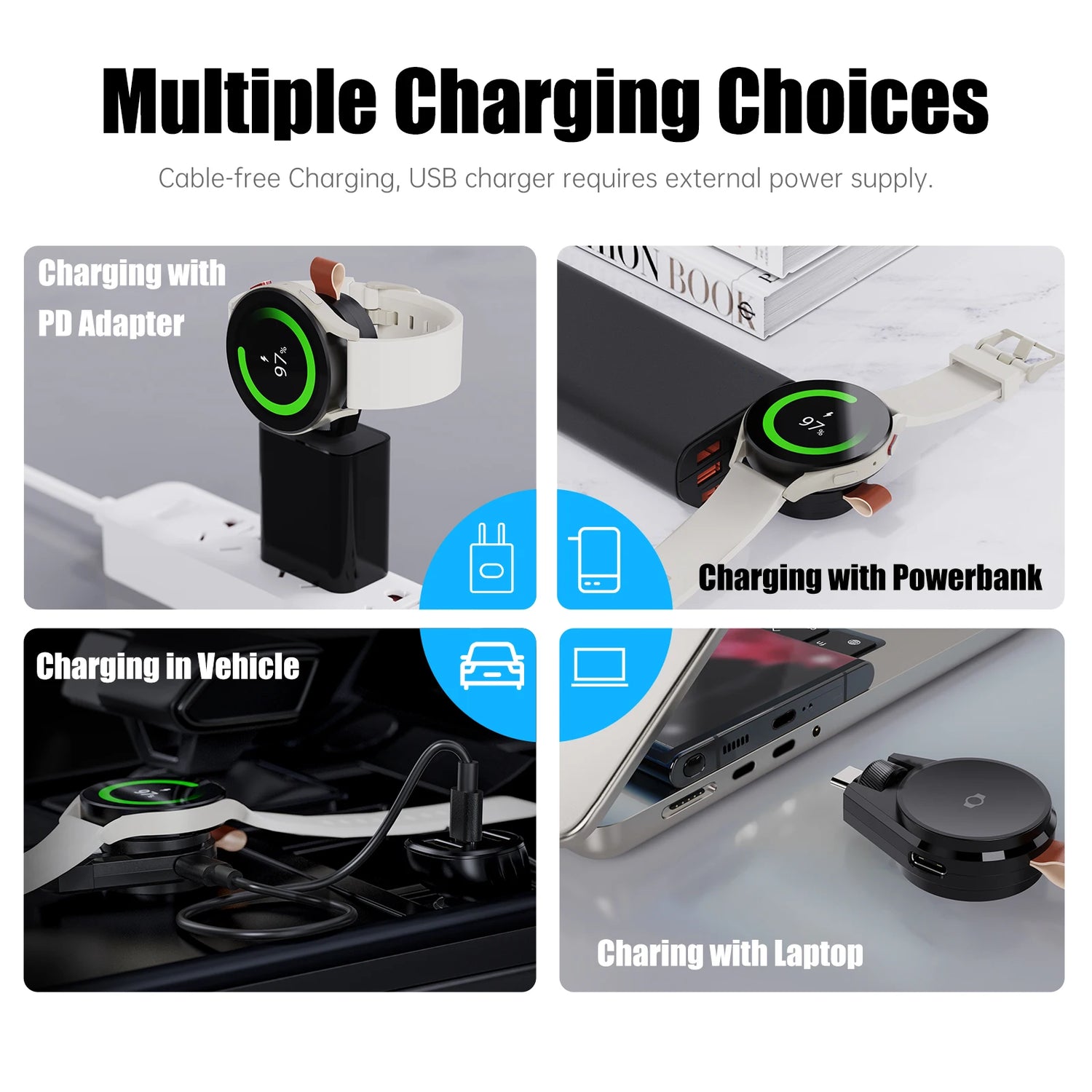 Revolutionary Dual Type C Magnetic Charger for All Samsung Galaxy Watch Models - Effortless Charging On-the-Go!