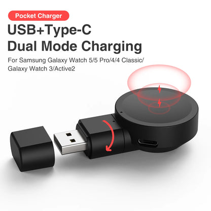 Revolutionary Dual Type C Magnetic Charger for All Samsung Galaxy Watch Models - Effortless Charging On-the-Go!